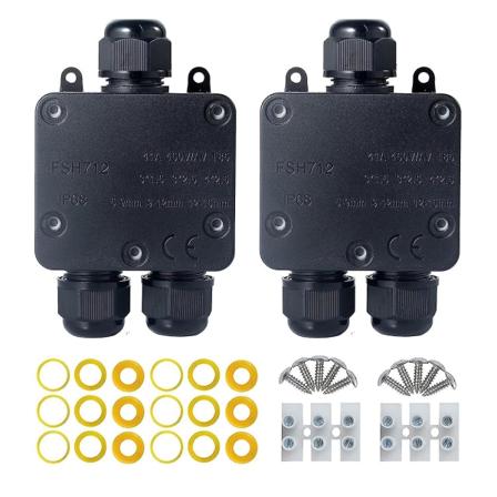 IP68 vanntett 3-veis koblingsboks for kabler med diameter 5-15 mm, 2-pack