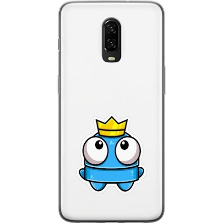 Kompatibel Mobilcover til OnePlus OnePlus 6T Blå tegnet figur med krone og store øjne i legende kongelig stil