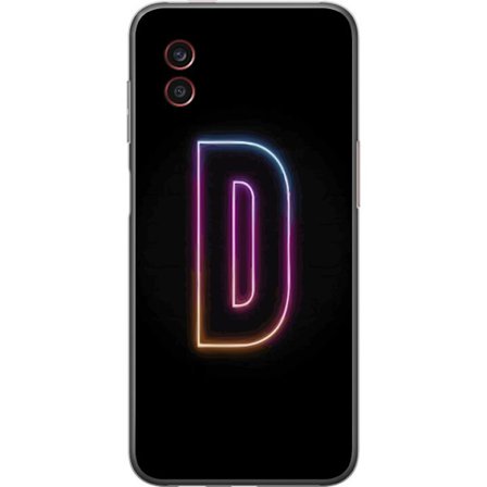 Yhteensopiva Puhelinkuori Samsung Samsung Galaxy Xcover6 Pro Minimalistinen neonkirjain D väriä vaihtavassa valossa mustaa taustaa vasten modernissa