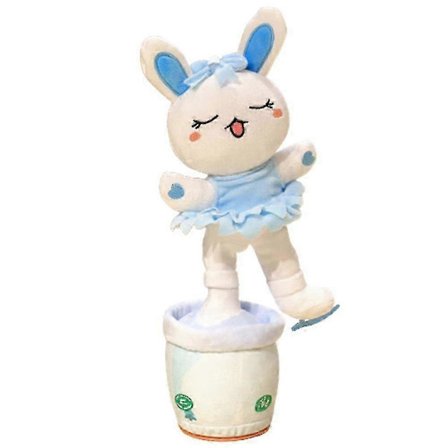 Elektrisk Dansande Solros Fylld Plyschdocka Sjungande Vridande Kanin Plyschleksak - HZ Blå Kanin