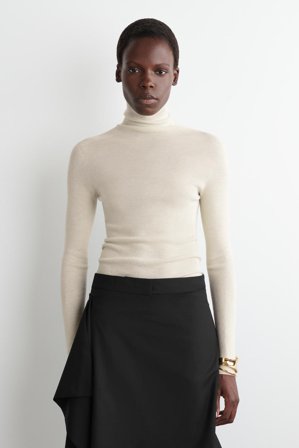 COS Frauen Nahtloses Glitzerndes Oberteil Aus Wolle in Weiß