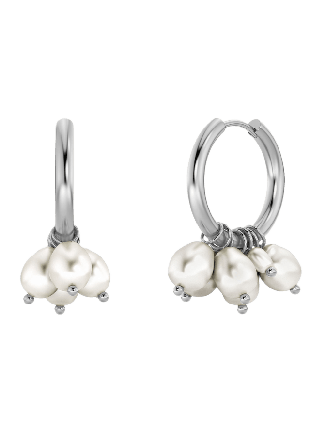 Edblad Pearl Signet Hoops Steel Smycken & klockor Dam Grå ONESIZE