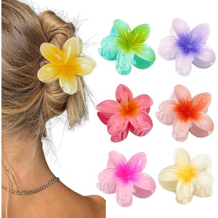 Pakke med blomsterhårklemmer til kvinder, sød hawaiiansk hårklemme, hawaiiansk hårtilbehør til tykt hår, gaver til kvinder, teenagere og piger