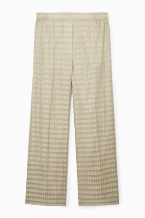 COS Women's Geometric Jacquard Satin Trousers in Beige