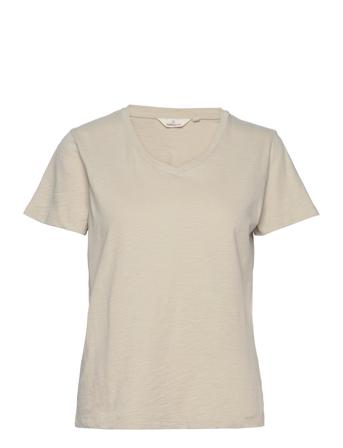 Jada Ss V-Neck Gots Tops T-shirts & Tops Short-sleeved Beige Basic Apparel