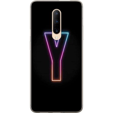 Kompatibel Mobilcover til OnePlus OnePlus 7 Pro Minimalistisk neonbogstav Y i farveskiftende lys mod sort baggrund