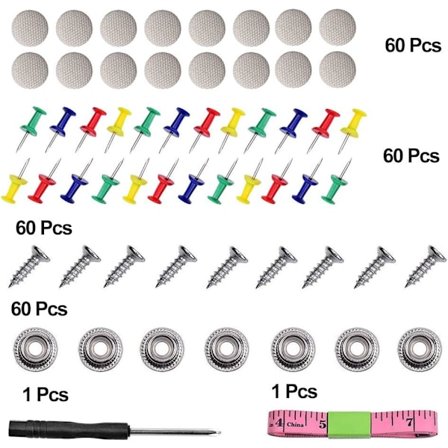 Bilstol Taktrekk Reparasjonsknapper - 60 stk Taksnapspiker med Monteringsverktøy