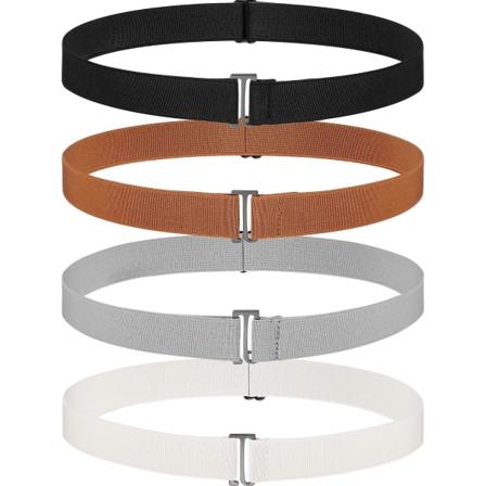 4 stk. usynlige damebælter elastiske bælter flade spænderemme med elastisk elastikbånd gummi