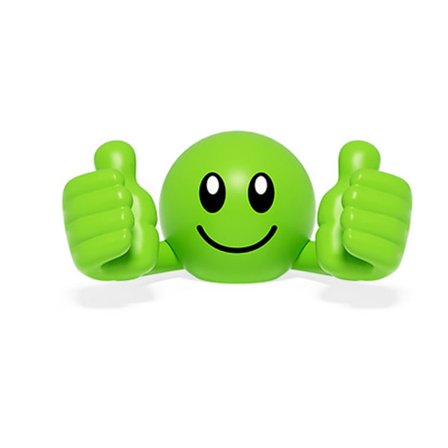 Telefonholder til skrivebord i plastik med tegneseriefigur, roterende tommelfinger-op telefonholder med smiley-ansigt, doven telefonholder (grøn)