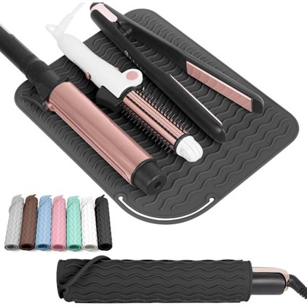 Silikone varmebestandig måtte til krøllejern, glattejern og andre hårstylingværktøjer; bærbar beskyttelsesmåtte til varme værktøjer.