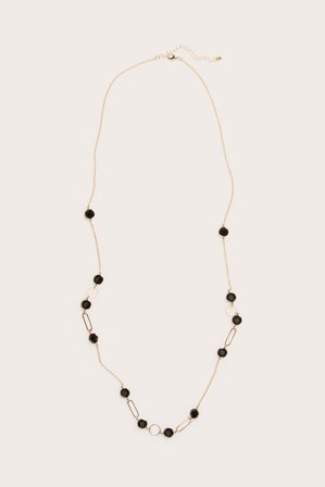 Kappahl | Halsband med svarta glasdetaljer | Guld