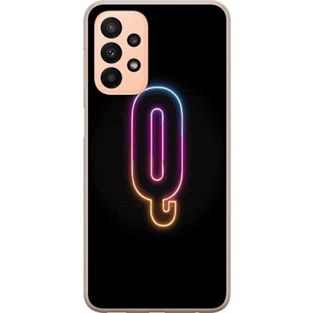 Kompatibelt Mobildeksel til Samsung Samsung Galaxy A23 Minimalistisk neonbokstav Q i skinnende farger mot mørk bakgrunn