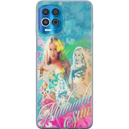 Yhteensopiva Puhelinkuori Motorola Edge S Seikkailumaailma Steve, Creeper ja eläimillä värikkäässä palikkagrafiikassa