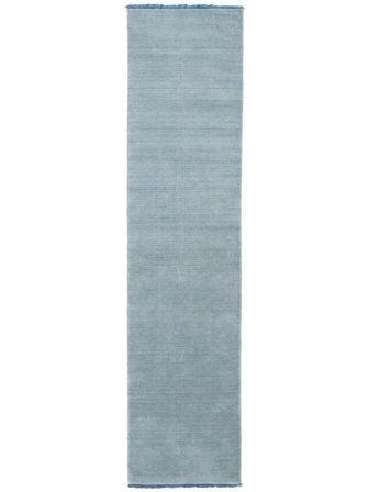 Handloom Fringes 80X350 Malý Světle Modrá Jednobarevný Běhoun Vlněný Koberec
