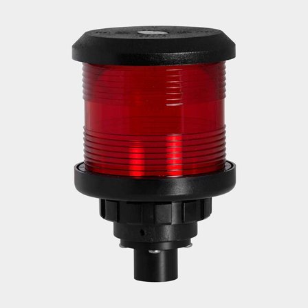 Fanali di segnalazione per montaggio superiore Den Haan, 25 W, 12 - 24 V, 360°, plastica nera, 140 x Ø92 mm, rosso, per barche <20 metri