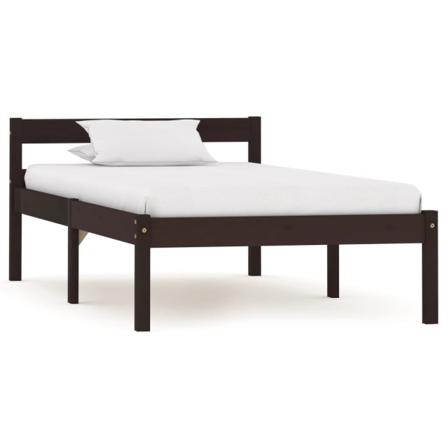 Vidaxl Sängram Med 2 Lådor Mörkbrun Massiv Furu 100x200 Cm Brun