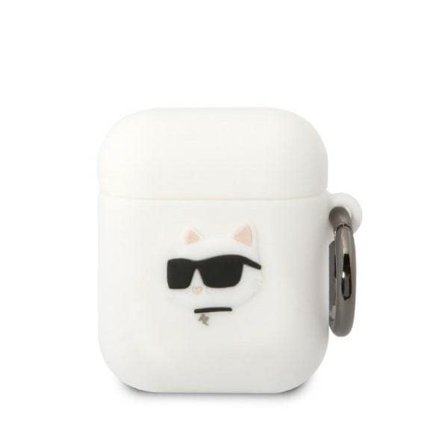 Karl Lagerfeld KLA2RUNCHH AirPods 1/2 cover hvid/hvid Silikone Choupette Head 3D