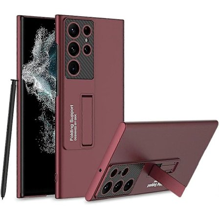Deksler Kompatibelt med Samsung Galaxy S23 Ultra/s23 Plus/s23, Hard PC Frostet Deksel med Sammenleggbart Stativ
