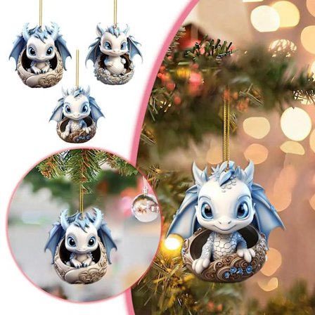 Cute Blue And White Porcelain Dragon Egg Ornament Christmas Dolls Car Interior Hanging Decoration Dragon Christmas Tree Toy Gift