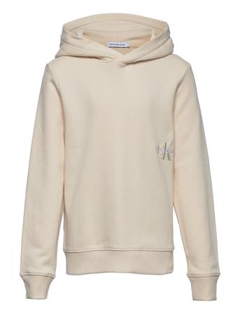 Monogram Embroidery Hoodie Beige Calvin Klein