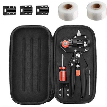 Professionelle pode- og beskæringssakse, perfekt til havearbejde, beskæring og podning af frugttræer og planter, med 3 cm podetape til podning og 