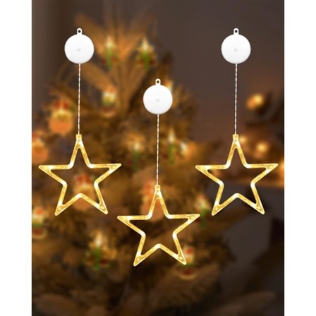 LED-tähtijouluvalot, 3 pakkausta LED-jouluikkunavaloja, 10 LED-joulukoristetta ajastimella ikkunan koristeluun