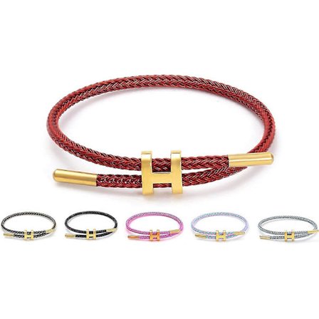 Justerbart H-rep armband, guldpläterat spänndesign i titanståltråd, modernt armband för brudtärnor, perfekt present till kvinnor, män och flickor