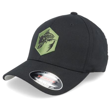 Skillfish - Nero flexfit Cappellino - Bone Fish Hex Patch Black Flexfit @ Hatstore