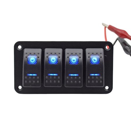 4-knapps aluminium vippebryterpanel, vippebryterpanel, 5-pinners ON/OFF-bryter