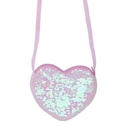 Herkkä Olkalaukku Sydämen Muotoinen Crossbody Glitter Paljetit Kolikkokukkaro Messenger-laukku Lapsille Tytöille Pinkki
