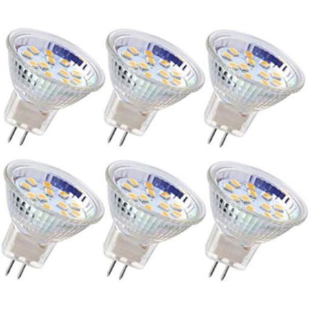6-pak MR11 GU4 LED-spots, 3W 18LED, Ikke dæmpbar, 12V AC/DC, Halogenækvivalent
