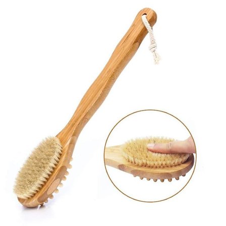 Kroppsbørste, Badebørste, Massasjebørste, Ryggbørste Tørrbørste, Tre Sett Naturlige Børster Ryggmassasje Ryggbørste Sett, Tørr Hudbørste