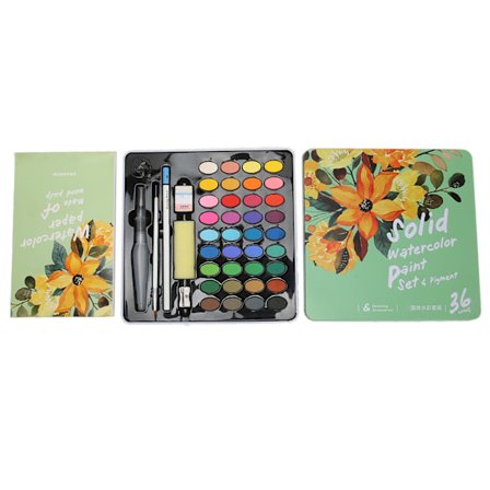 36 farver akvarel maling sæt med pensel genopfyldelig pen svamp stærk farveevne vandopløselig fast akvarel maling
