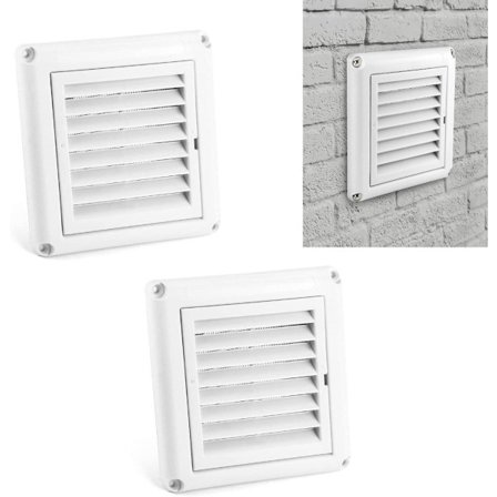 2-pak - Ventilationsgitterdæksel, indendørs/udendørs luftindtag, indbygget myggenet - 10 cm (hvid)