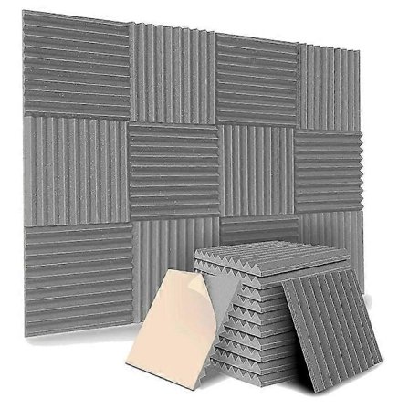 12-pak Selvklæbende Akustikpaneler, Lydtætte Skumpaneler, Højdensitets Lydisolerende Vægpanel