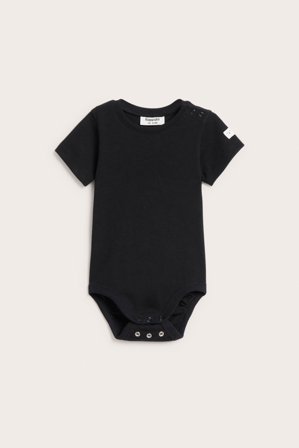 Kappahl | Prążkowane body z krótkimi rękawami Czarne 50 | Niemowlę