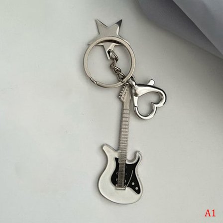 Y2k Guitar Love Heart Star Nyckelring för kvinnor Sweet Cool Trend
