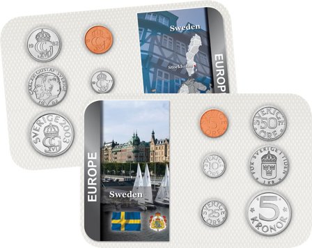 Sverige 1976-2009 - Det sidste møntsæt med øre-værdier - 6 mønter