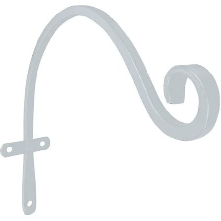 Käsin taottu kaareva koukku, 15 tuumaa, valkoinen, raskas, kaunis taottu rauta ulkokäyttöön tarkoitettu ylöspäin kääntyvä koukku lintujen ruokinta-