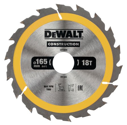 Dewalt DT1936-QZ Sirkelsagklinge 165 x 30 mm, 18T, Maskintilbehør & forbruk