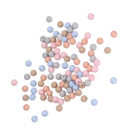 100 stk 9 mm silikonperler DIY runde flere farger Silikon løse perler for halsbånd Babyleker type B
