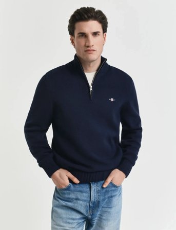 GANT Casual Cotton Half Zip - Navy - XL