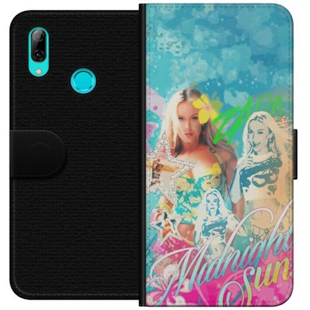 Yhteensopiva Lompakkokotelo Huawei P smart 2019 Seikkailumaailma Steve, Creeper ja eläimillä värikkäässä palikkagrafiikassa