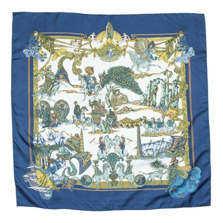 Hermès Vintage, Pre-owned Scarf Blauw, Dames, Maat:ONE Size