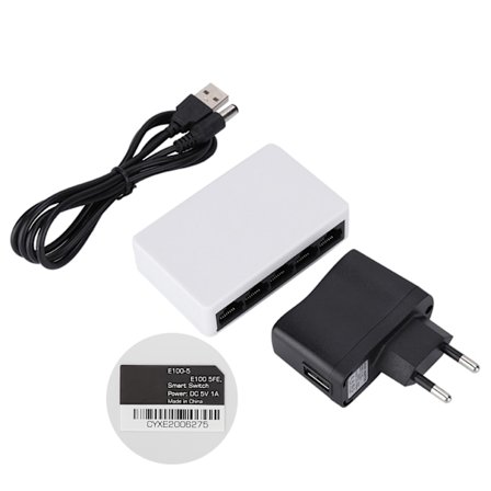 50/60Hz E100‐5 100M Nätverksswitch Hub Adapter Switcher 10Mbps/100Mbps 100‐240V