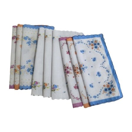 9 stk. Bomuldslommetørklæder til kvinder, absorberende, firkantede, bløde damelommetørklæder