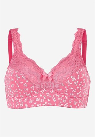 Cellbes of Sweden - BH uten bøyle i mørk rosa / blomstret for damer i størrelse 75B