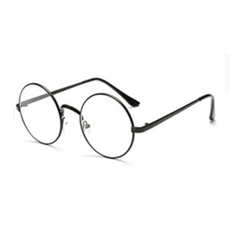 Retro runde briller svart klart glass uten styrke