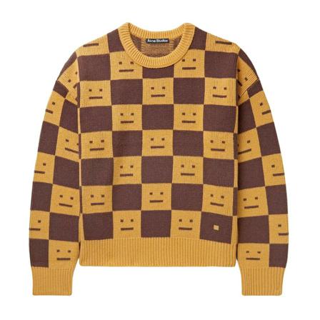 Acne Studios, Round-neck Knitwear Geel, Heren, Maat:L