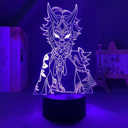 Anime Genshin Impact Nattlampa 3D LED Nattlampa Genshin Impact Xiao Akryl LED Lampa Spel, 16 Färger, med Fjärrkontroll, I